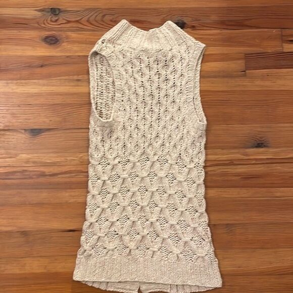 Theory Tipper Tan Cotton Knit Cardigan Sweater Vest Womens P/TP - Picture 12 of 12